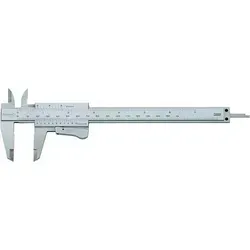 Präzisions-Taschenmessschieber 150mm mit Momentfeststeller - Messwerkzeuge: Hochwertiger analoge Taschenmessschieber aus rostfreiem Stahl für präzise Innen-, Außen-, Tiefen- und Stufenmessungen, parallaxefrei ablesbar und mit integrierter Gewindetabelle.