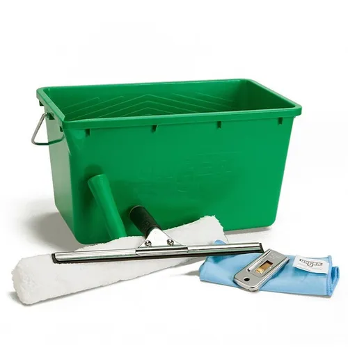 Unger Pro Window Cleaning 5in1 Glasreinigungs-Set - Komplettset zur Fensterreinigung mit Wischer, Einwascher, Eimer, Tuch und Schaber – für streifenfreie Sauberkeit und optimale Preis-Leistung.