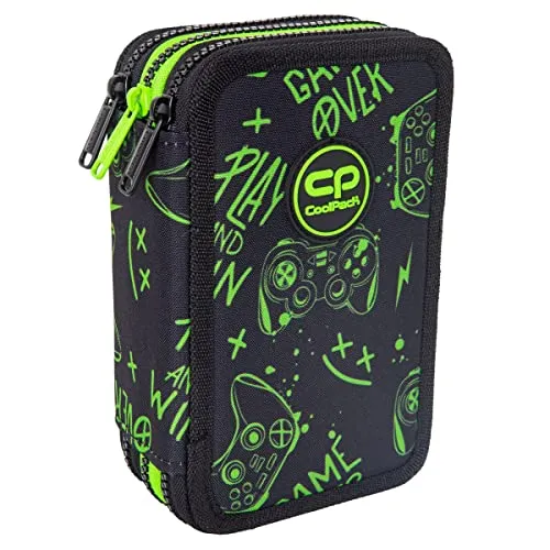 CoolPack XXL Federtasche 3-Fach Schulstiftetui für kreative Köpfe - Geräumige 3-stöckige Federmappe aus hochwertigem, langlebigem Polyester mit 44 Teilen. Perfekt organisiert für Schule und Freizeit, inklusive Buntstiften, Lineal und mehr.