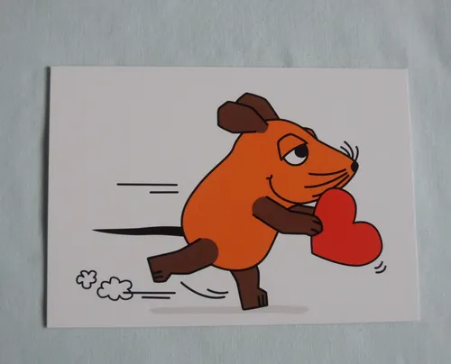 1x Postkarten Die Sendung mit der Maus DIE MAUS bringt ein Herz Geburtstag