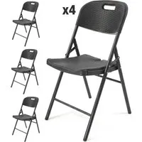 Sekey Klappstuhl bis 150KG Schwarz Rattanoptik 4er Set