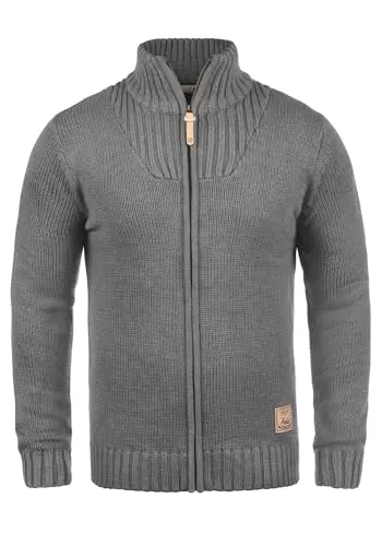 !Solid SDPoul Herren Strickjacke Cardigan - Grobstrick Pullover mit Stehkragen - Strickjacke für Herren aus Baumwollmischung, ideal für Büro und Freizeit. Nachhaltig produziert und super bequem, ein vielseitiges Basic für jeden Kleiderschrank.