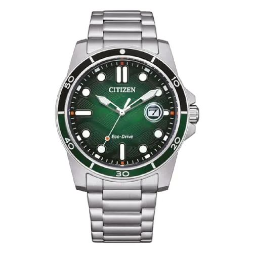 Herrenuhr Nur Zeit Eco Drive Citizen Marine Grün AW1811-82X - Sonstiger Schmuck mit Eco Drive Technologie, wartungsfrei und umweltfreundlich - ideal für stilbewusste Männer.