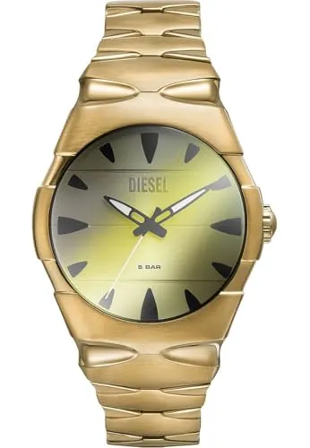 Diesel Quarzuhr Herren - Elegante Analog Quarz Uhr - Chronographen, modernes Design mit goldfarbenem Edelstahl und wasserdicht bis 5 bar für Stil und Funktionalität.
