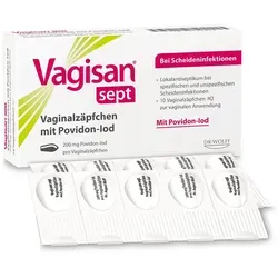 Vagisan Sept Vaginalzäpfchen mit Povidon-Iod - Antiseptikum gegen Scheideninfektionen, wirkt innerhalb von 30 Sekunden und ohne Resistenzen