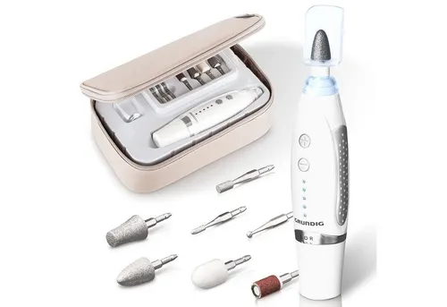 GRUNDIG Maniküre Set elektrisch - 17-teiliges Saphir Zubehör, kraftvoller Motor mit 5 Geschwindigkeitsstufen und Power LED für perfekte Nagelpflege
