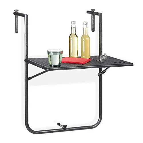 Balkonhängetisch Rattan-Tisch - Klapptisch für den Außenbereich - Praktischer Balkonklapptisch aus Rattan, ideal für kleine Balkone. Leicht und platzsparend, perfekt für gemütliche Stunden im Freien.