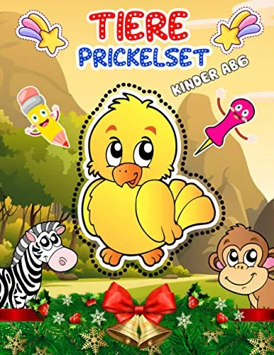 Prickelset Kinder Tiere Ab 6: 50+ Prickelbilder Set Kinder zu Prickeln Und Ausmalen Für Kinder Ab 5