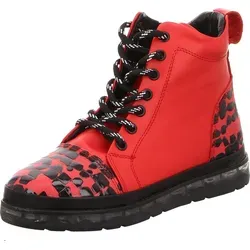 2GO FASHION Schnürstiefeletten Damen 31343735313835 Rot 39 EU - Wanderschuhe: Stylische Damen Schnürboots aus rotem Glattleder mit Animalprint, seitlichem Reißverschluss und warmem Innenfutter – ideal für Herbst und Winter.
