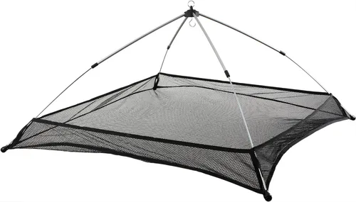 Köderfischsenke 1m x 1m mit Rand, Teleskop-Gestänge aus Stahl und Aluminium