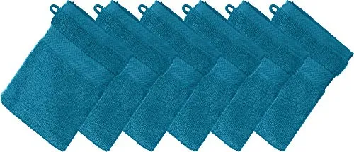 Erwin Müller Waschhandschuh Friedrichshafen 6er- Pack, 100% Baumwolle ozeanblau Größe 15x21 cm - Premium-Qualität, unvergleichlich saugfähig, hautsympathisch, formstabil (weitere Farben)
