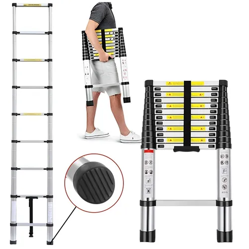 Teleskopleiter 4,4m Klappleiter aus hochwertigem Aluminium für Bauarbeiten 150kg
