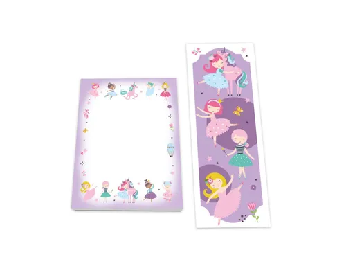 JUNAPACK Einladungskarten Ballerina Mitgebsel Mitbringsel Gastgeschenke Lesezeichen Blöcke, Einhorn Set für Kindergeburtstag – Lesezeichen & Mini-Notizblöcke