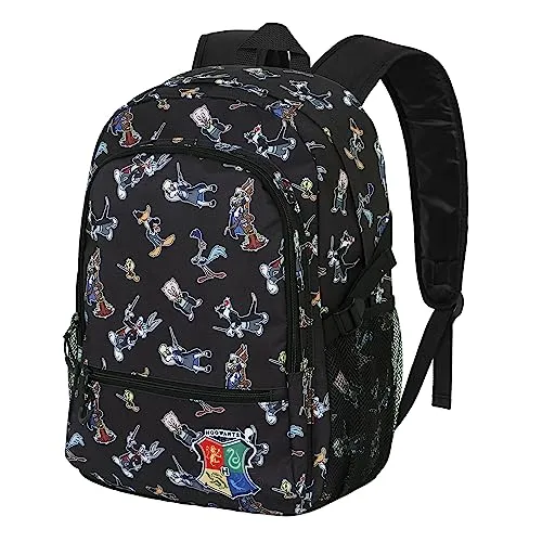 Looney Tunes Harry Tunes-FAN Fight Rucksack 2.0, Schwarz - Stylischer Tagesrucksack mit gepolstertem Innenraum, ideal für elektronische Geräte. Mit verstellbaren Schultergurten und praktischen Netztaschen für optimale Organisation.