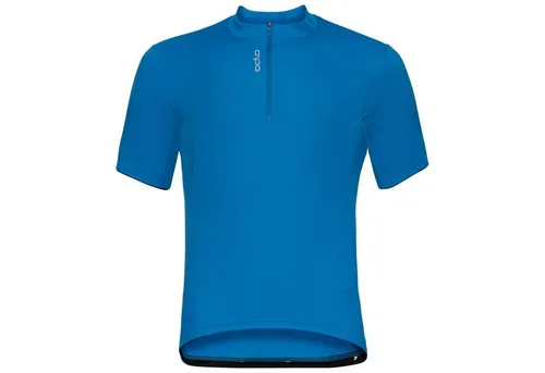 Odlo Herren Radtrikot mit Stehkragen, blau|bunt, Größe S - Fahrradbekleidung aus 100% Polyester, atmungsaktiv und pflegeleicht, perfekt für Radsport-Enthusiasten.