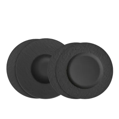 Villeroy & Boch Manufacture Rock Teller-Set, 4 Tlg. in schwarz von Villeroy & Boch