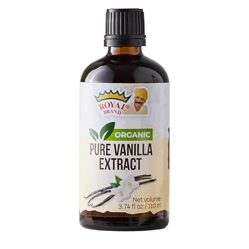 Royal Brand Pure Vanilla Extract BIO / 3.74 fl oz/110 ml / Glasflasche für bessere Qualität / Zucker frei / Ohne Zucker