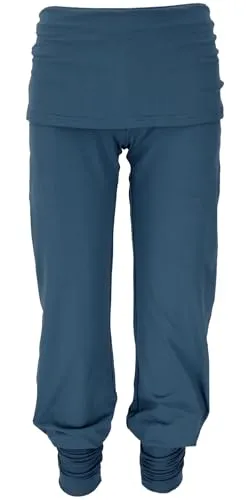 GURU SHOP Yoga-Hose mit Minirock - Orion Blau - Yoga-Hosen für Damen, aus weicher Bio-Baumwolle, mit integriertem Minirock für einen femininen Look und extralangen Beinbündchen, ideal für Yoga und Freizeit.