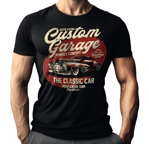Herren T-Shirt für Oldtimer US-Car Fans: Custom Garage Classic Car