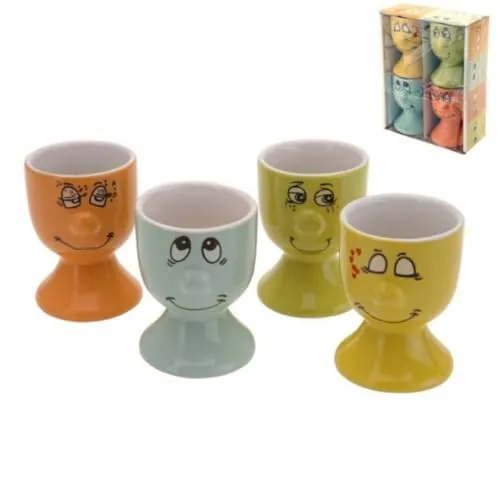 KI 4er Set Eierbecher funny face Porzellan von Koopmann