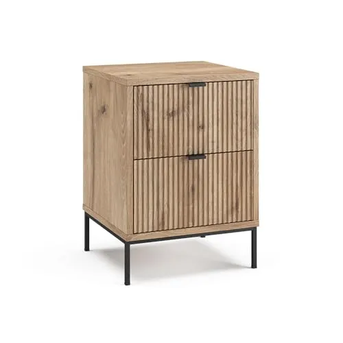 Vicco Nachttisch Eliza, Viking Oak/Schwarz, 40 x 55.4 cm