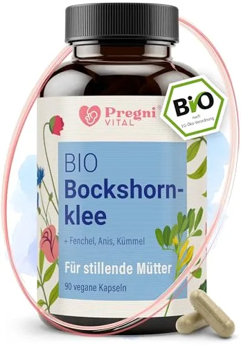 Produktbild PregniVITAL BIO Aktivierter Bockshornklee Kapseln – Für Stillende Mütter + Fenchel, Kümmel & Anis Komplex in der Stillzeit – 90 Kapseln