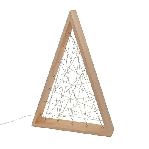 IC Winterworld LED Stern oder Tanne aus FSC Holz mit Lichterkette beleuchtet | 60 warm-weiße Lichter | Moderne Weihnachtsdeko zum hinstellen | batteriebetrieben | Timer (Tanne)