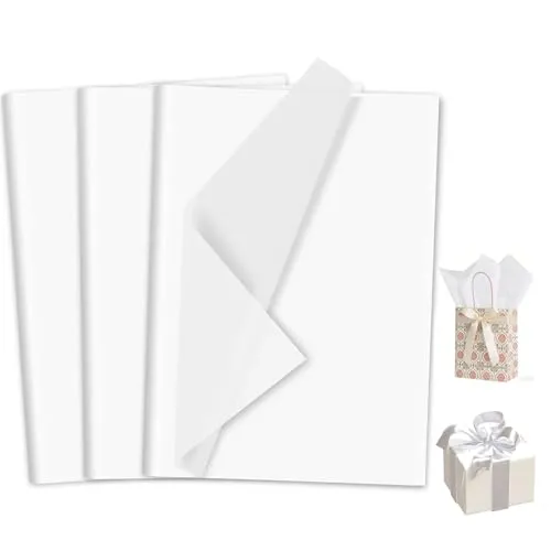 Luxoraiova 100 Blatt Seidenpapier Bunt 50x70 cm, Tissue Paper Verpackungsmaterial, Geschenkpapier für Ostern Deko Geburtstag, Hochzeit, DIY, Basteln & Verpacken (Weiß)