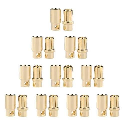 LINSYRC 10 Paar Vergoldet 8MM 8.0MM Bananenstecker Rundstecker Männlich Buchse Setzt für RC Lipo ESC Motoren (8.0MM)