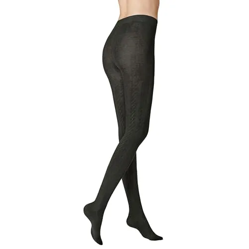 Kunert Winter Dreams Plait Strumpfhose 1 Paar | 44-46 (XL) | Anthrazit mel. (KU-4050) - Damen Strick Strumpfhosen in Anthrazit meliert, mit eleganter Zopf-Musterung für einen stilvollen Look und optimalen Tragekomfort.