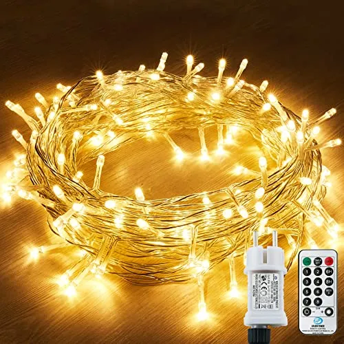 120LED Lichterkette mit Stecker - Wasserdicht für Innen & Außen - Vielseitige 120LED Lichterkette mit 8 Beleuchtungsmodi und Fernbedienung, ideal für Balkon, Garten und Feste. Sicher und energieeffizient, perfekt für kreative Dekorationen.