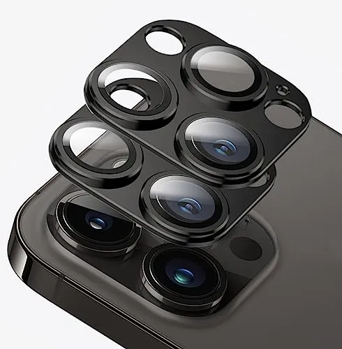 D.SKING Kameralinsenschutz für iPhone 15 Pro Max/iPhone 15 Pro, Glas, Aluminiumlegierung und Saphirglas aus gehärtetem Glas, starke Haftung, kratzfest, hüllenfreundlich, ultradünn, Violett (Schwarz)