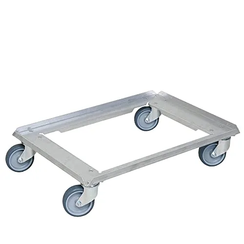 BRB Edelstahl-Roller für Kuchenblechkästen 650x450 mm, offen, Tragkraft 250kg