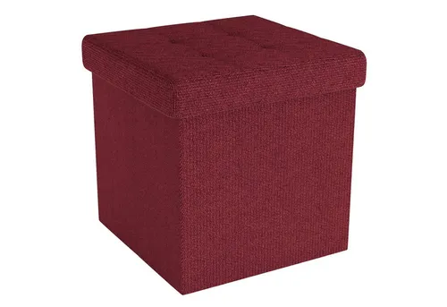 Intirilife Sitzhocker mit Stauraum in Granat Rot - Faltbarer Sitzhocker 30x30x30 cm aus Stoff mit Mulden, ideal als Aufbewahrungsbox und zusätzliche Sitzgelegenheit – perfekt für kleine Räume!