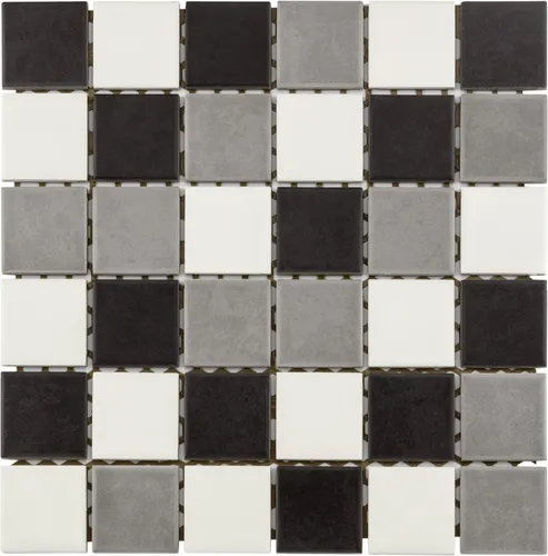 Mosaikfliese Maxi 30 x 30 cm weiß-grau-schwarz Steinmaß: ca. 4,7 x 4,7 cm