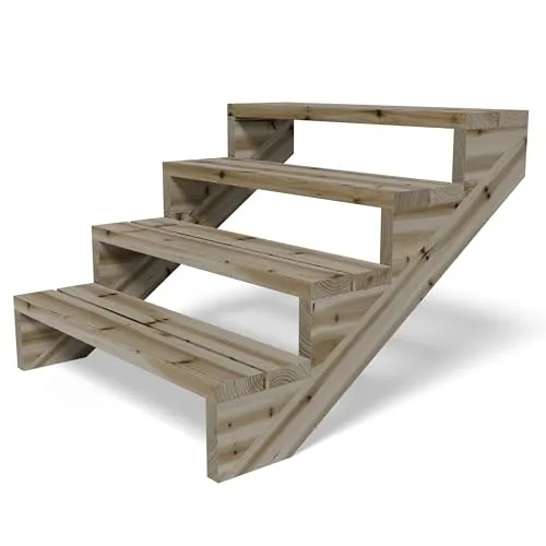 Gartenwelt Terrassentreppe aus Massivholz Kiefer 95cm Breite 4 Stufen 72 cm kesseldruckimprägniert