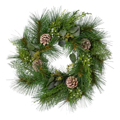 Künstlicher Tannenkranz MIX mit Zapfen, Ø 45cm - Dekorativer Tannenkranz mit Zapfen, ideal für die Weihnachtszeit. Perfekt als Türkranz oder für festliche Arrangements. Größe: Ø ca. 45cm, robust und langlebig für jahrelange Freude.