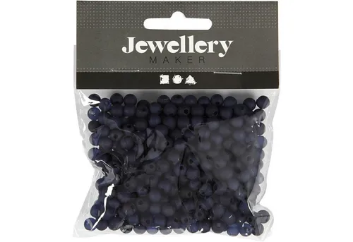 creativ company Kreativset Kunststoffperlen Blau 6 mm ca. 150 Stück Bastelperlen