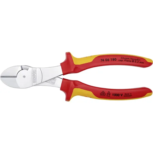 Knipex 74 06 180 VDE Kraft-Seitenschneider 180mm - Zangen für präzises Schneiden, ideal für alle Drahtsorten mit hoher Schneidleistung und geringem Kraftaufwand dank optimierter Geometrie und induktiv gehärteten Schneiden.