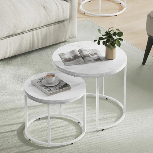 Couchtisch 2er Set Rund im Loft Design mit kratzfester Oberfläche