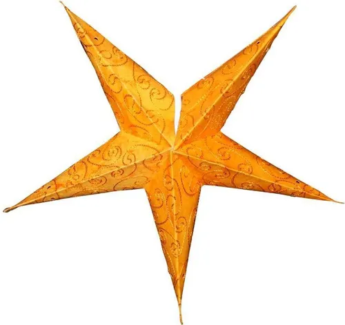 Papiersterne – Weihnachtsstern – Stern mit 5 Spitzen – orangefarbenes Muster – 40 cm