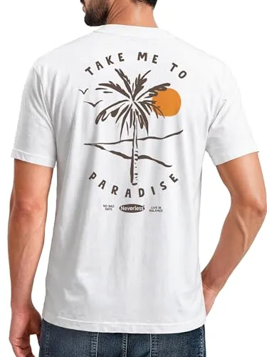 Neverless® Herren T-Shirt Backprint Palmen Aufdruck - Entspanntes Sommer-Feeling: Das T-Shirt mit stylischem Palmenmotiv bringt Urlaubsstimmung in deinen Alltag. Ideal für warme Tage und vielseitig kombinierbar – ein Must-Have für modebewusste Männer!