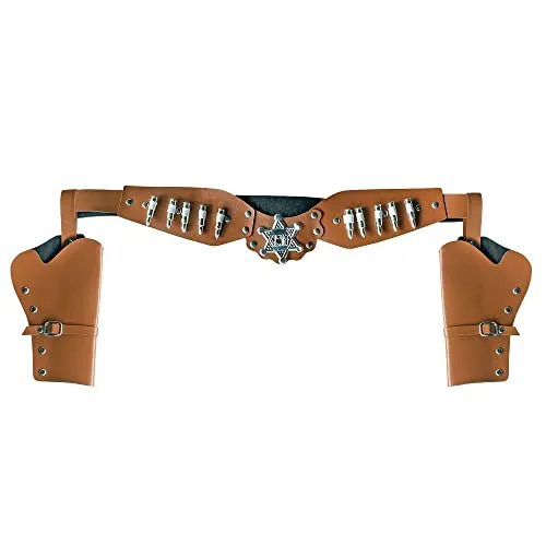 Boland 54382 - Doppeltes Pistolen Halfter Sheriff, Länge 125 cm, Cowboy-Gürtel, Wilder Westen, Kostüm, Karneval, Mottoparty