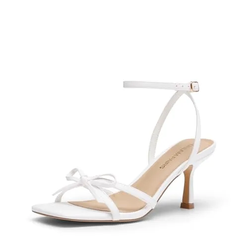 DREAM PAIRS Damen-Absatzschuhe mit Schleife, Weiß, Größe 36.5