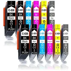 Druckerparadies 12er Pack Druckerpatronen 530 531 XL kompatibel mit Canon TS8750 Tintenpatrone (12-tlg)