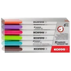 Kores Whiteboard/Flipchartmarker-Set fine, 6 Farben, Rundspitze 1 mm, schnell trocknend, 48 h Cap-off
