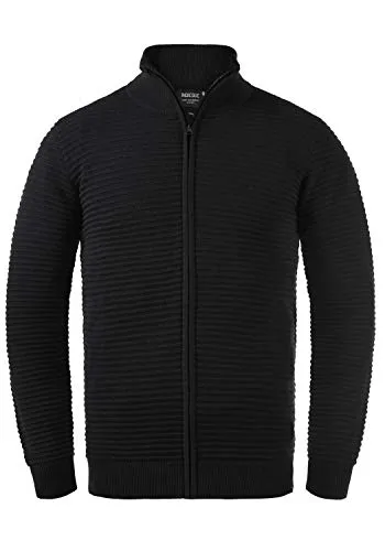 Indicode Arctic Herren Strickjacke Cardigan Feinstrick - Größe XL, Farbe Black (999) - Strickjacken für Herren, aus nachhaltiger Baumwolle mit Ottoman Strickmuster, ideal für Freizeit und Büro, super bequem und vielseitig kombinierbar.