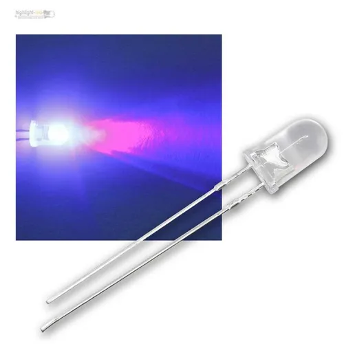 LEDs 5mm ultraviolett wasserklar, UV-Schwarzlicht, Lila, LED Leuchtdioden 100