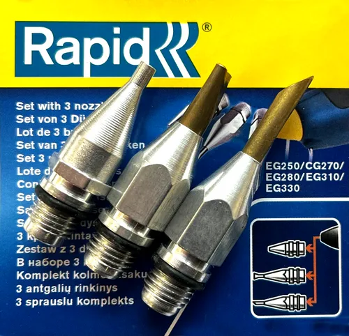 3er SET Rapid: Flächendüse Langdüse & Standartdüse Heißklebepistole Klebepistole