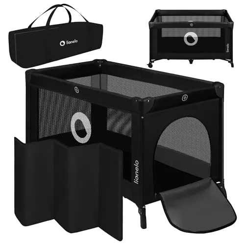 LIONELO Stefi Baby Laufstall - Baby- & Kleinkindbetten mit sicherem LockGuard-System, luftigen Netzen für optimale Luftzirkulation und praktische Tragetasche – ideal für Zuhause und unterwegs.